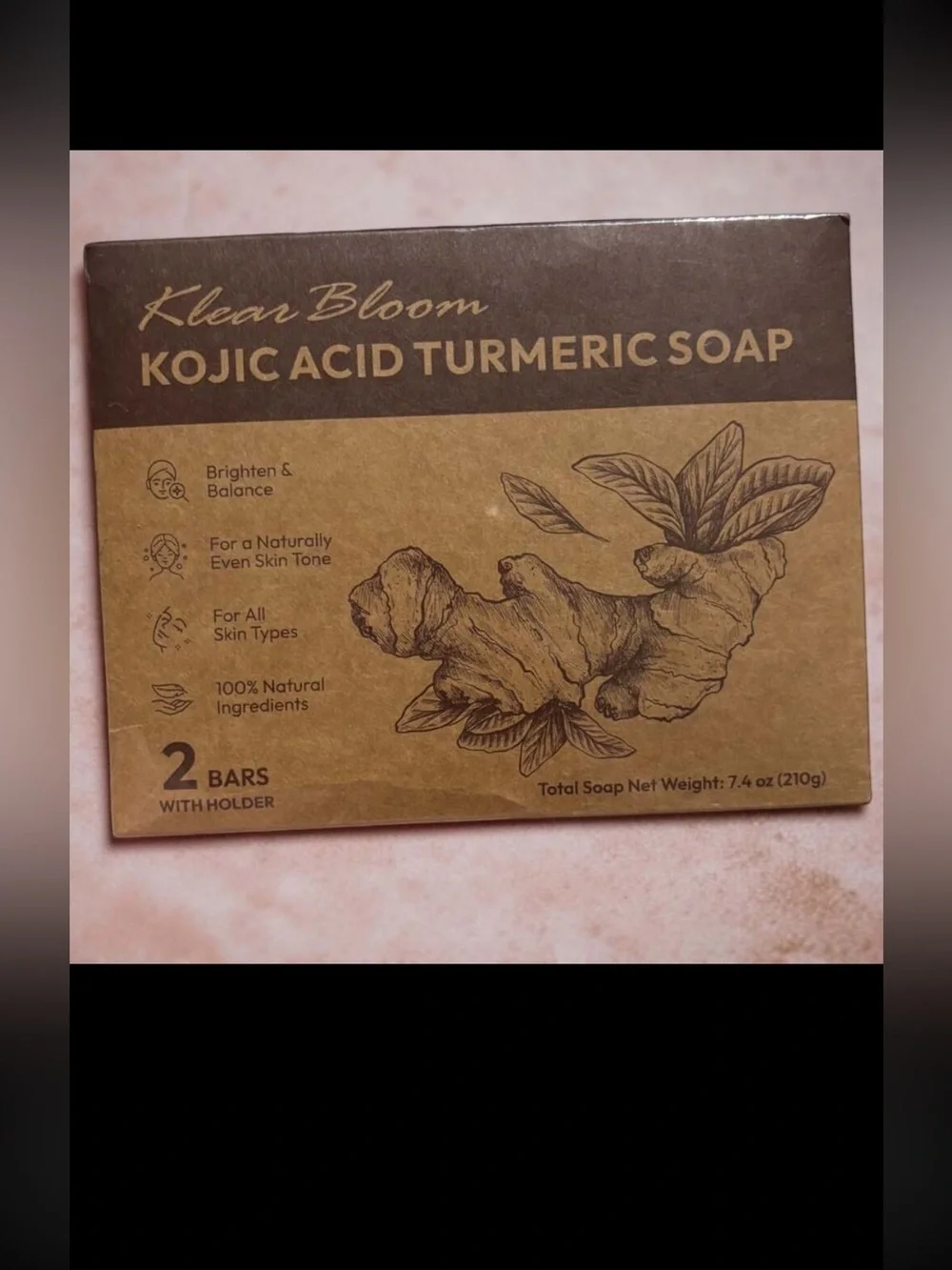 Klear Bloom Kojic Acid Turmeric Soap 2-Bar Set with Holder